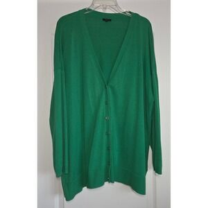 Talbots Plus Green V Neck Button Front Cardigan Sweater Size 3X